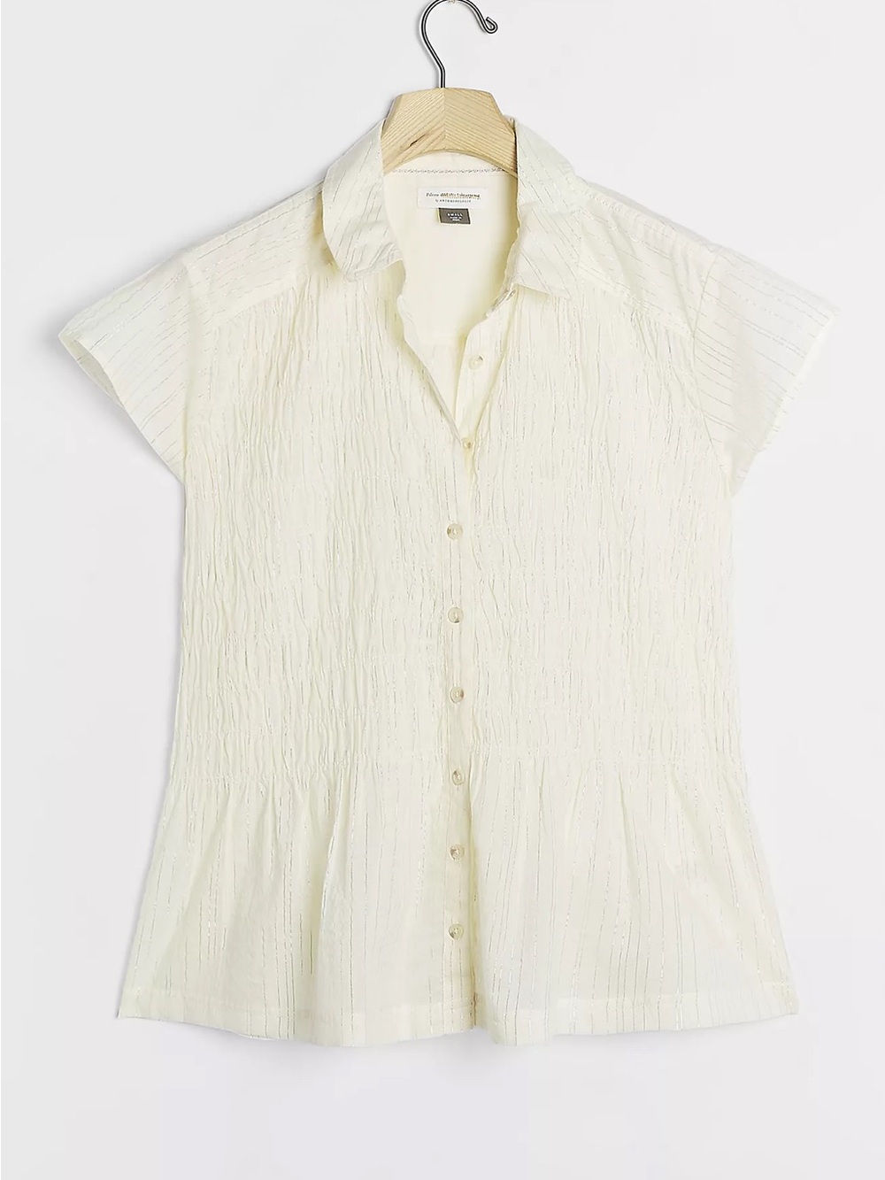 ✨ NWOT | Anthropologie | Cream Short-Sleeve Button-Front Shirt | size XL